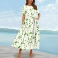 thumbnail image 2 of LOVZFMLL Summer Dresses for Women Short Sleeve A-Line Maxi Dresses Casual Floral Boho T-Shirt Dresses Flowy Beach Sundresses with Pockets White A S, 2 of 5