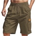thumbnail image 3 of Men's Cargo Shorts Elastic Waistband with Drawstring Pockets Lightweight Breathable Knee Length Cargo Shorts for Men, 3 of 7