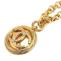 Pre-Owned Vintage Chanel Coco Mark Round Mirror Necklace, Gold Plated, Women's, CHANEL (Fair)