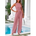 thumbnail image 4 of PRETTYGARDEN Women's Summer 2 Piece Loungewear Set Cropped Tank Top Wide Leg Sweatpants Tracksuit Casual Outfits, 4 of 8