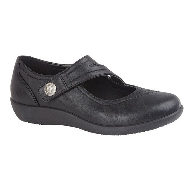 Boulevard - Merceditas horma extra ancha con cierre adhesivo para chica mujer (Negro)