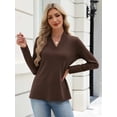 thumbnail image 3 of Zeagoo V Neck Blouse for Women Casual Dressy Basic Tops Soft Solid Long Sleeves Shirts Trendy Fall Tops, 3 of 8