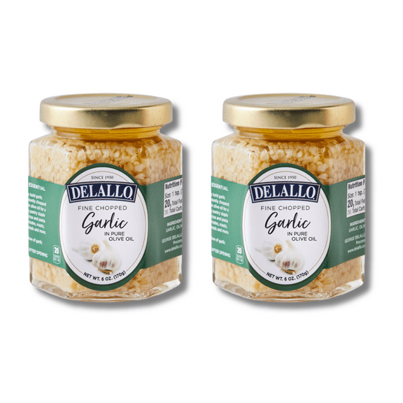 DeLallo Minced Garlic in Olive Oil, Non-GMO, 6 oz Jar, (2 Pack)