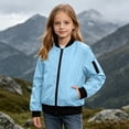thumbnail image 5 of yardsong Girls Bomber Jacket Lightweight Stand Collar Casual Windbreaker Coat Fall Zip Up Jackets Outwear with Pockets 5 Years, 5 of 9