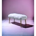 thumbnail image 4 of White Faux Fur Upholstered Bench With Gold Finish Metal Construction Seat And No Storage, 4 of 6