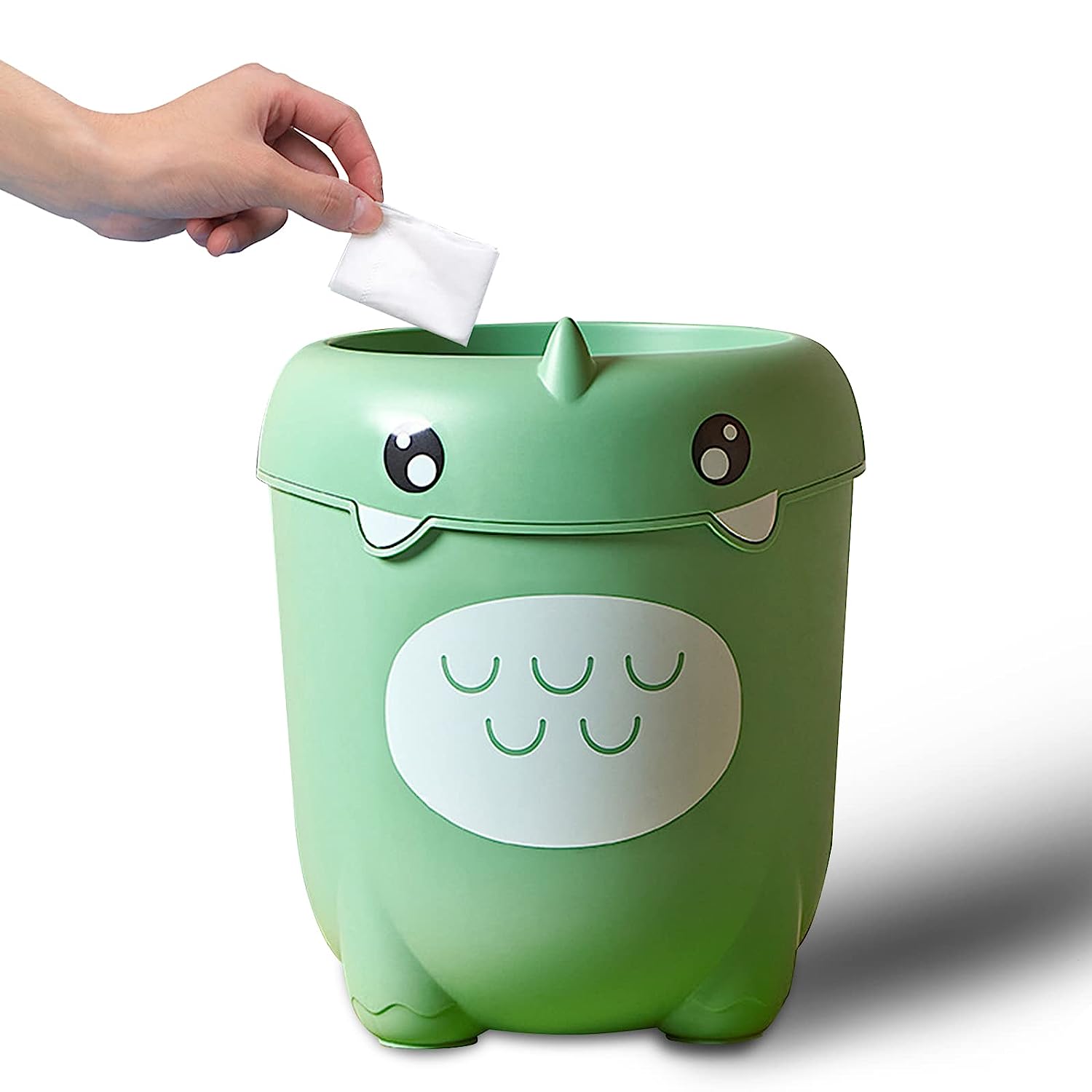 PIKADINGNIS Cartoon Garbage Bin Dinosaur Trash Can Plastic Garbage Can Waterproof Wastebasket