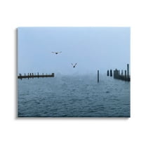 Stupell Industries Seagulls Over Ocean Dock Waters Coastal Photography Gallery Wrapped Canvas Print Wall Art