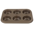 thumbnail image 2 of Antiadherente de Acero Al Carbono Rectángulo Muffin Cupcake Cake Bandeja para Hornear Bandeja de Lata Utensilios para Hornear de Cocina, 6 O 12 Cavida 6 agujeros de oro Soledad Mini Cake Pan, 2 of 8