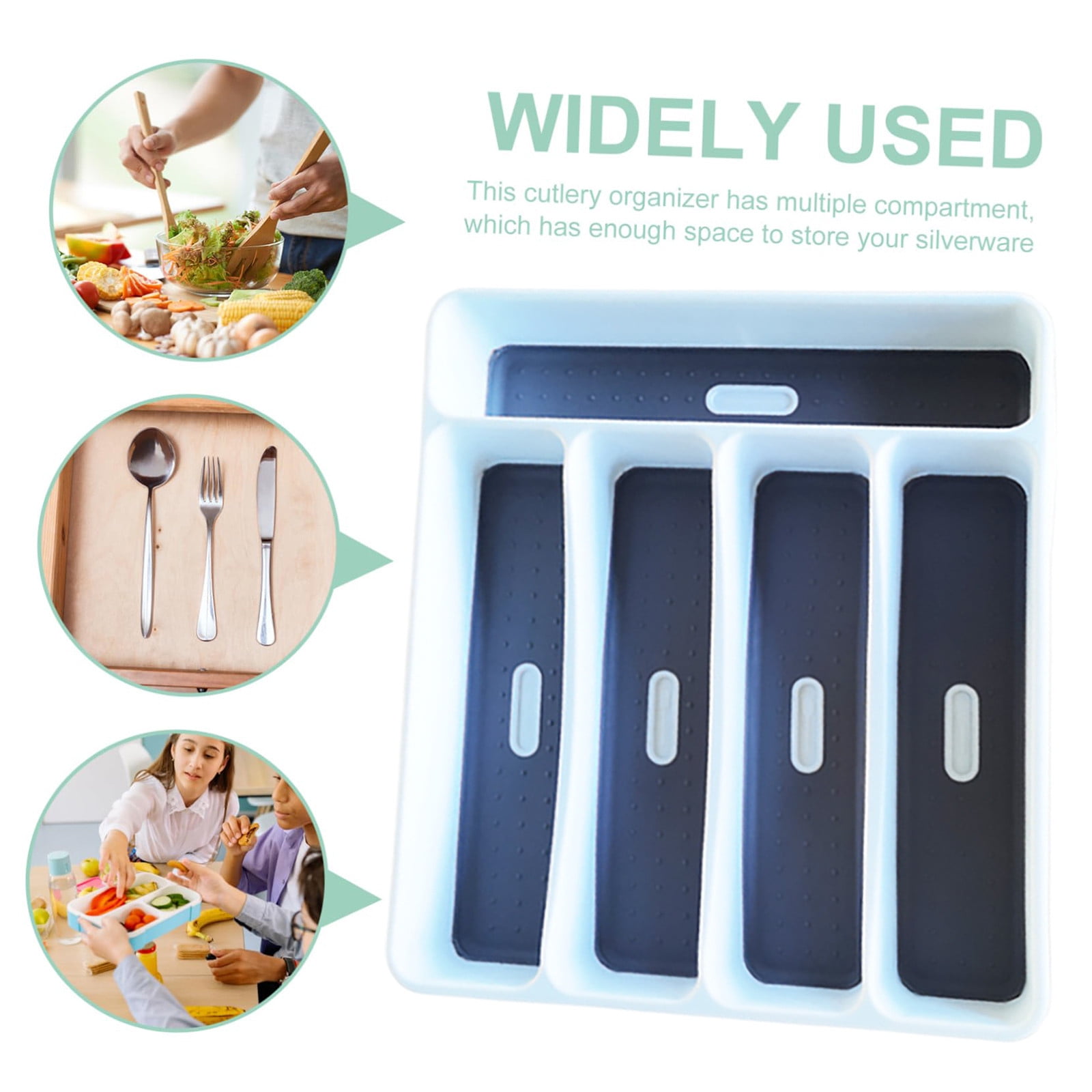 Silverware Organizer - Kitchen Drawer Holder 5 Compartment Flatware Tray for Efficient Utensil Storage and Organization
