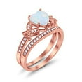 thumbnail image 7 of Two Piece Heart Promise Ring Rose Tone Lab Created White Opal 925 Sterling Silver Size 12, 7 of 7
