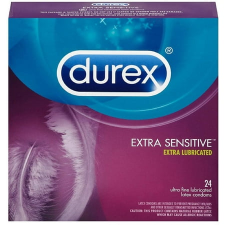Durex Extra Sensitive Ultra Thin Lubricated Condoms 24 ea (Pack of