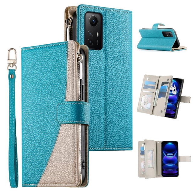 Funda cartera GANGXUN para Xiaomi Redmi Note 12s 4G , cuero PU con tarjetero, cremallera, correa de mano, soporte y protección 1194°