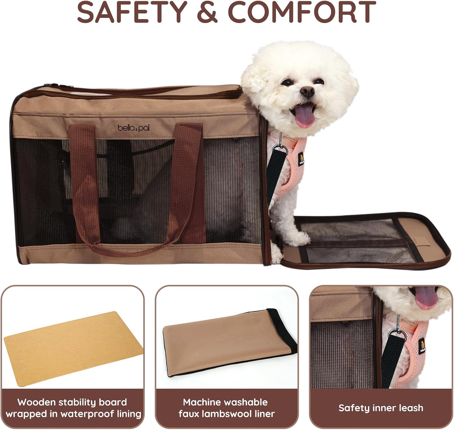 Bella & Pal Airline Approved Pet Carrier, Soft-Sided, Brown photo 3