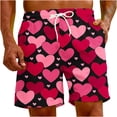 thumbnail image 2 of Puntoco Pantalones Cortos De Playa Para El Día De San Valentín Para Hombre, Pantalones Cortos Estampados Con Bolsillo Con Cordón, Pantalones Cortos Rojos Xxxl,Pantalones Cortos Hombre, 2 of 5