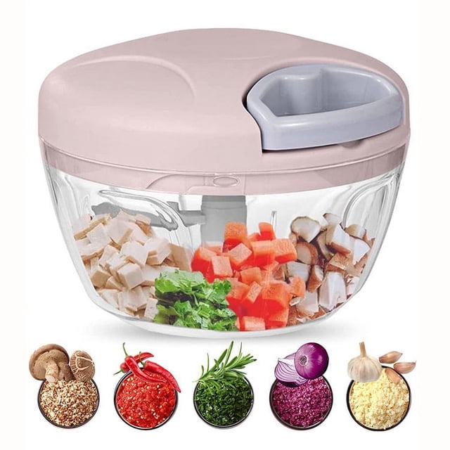 Mini picadora de ajo y cebolla, procesador de alimentos manual, cortador de verduras de velocidad portátil para verduras, jengibre, frutas, nueces, hierbas, etc.