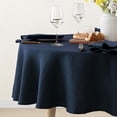 thumbnail image 4 of Round Linen Tablecloth 90'' DIA - 100% Pure European Flax Table Cloth - Navy, 4 of 6