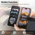 thumbnail image 4 of For iPhone Air Leather Phone Case Wallet Heart-shaped Zipper Pocket Pouch Folio Flip Cover Kickstand, Multi Anti-theft Multi-Card Holder Cash Slot, Double Magnetic Buckle, Wrist Lanyard,Black, 4 of 8