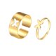 thumbnail image 1 of Nuevo estilo, temperamento creativo, anillo de nicho de moda simple, anillo de piedra lunar liso, anillo abierto, juego de 2 piezas, 1 of 5