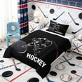 thumbnail image 3 of Erosebridal I Love Hockey Twin Comforter Sets, Sport Bedding Set for Men and Boys, Black Reversible 2 Pieces, 1 Comforter and 1 Pillowcase, 3 of 6