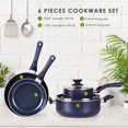 thumbnail image 3 of Bamboohart KUTIME | 6pcs Non Stick Pots And Pans Set  Aluminum Ceramic Cookware Set with Lids  Induction  Non-toxic Pan Set Compatible with Ceramic Coating  Dishwasher Safe  Drill Blue, 3 of 7