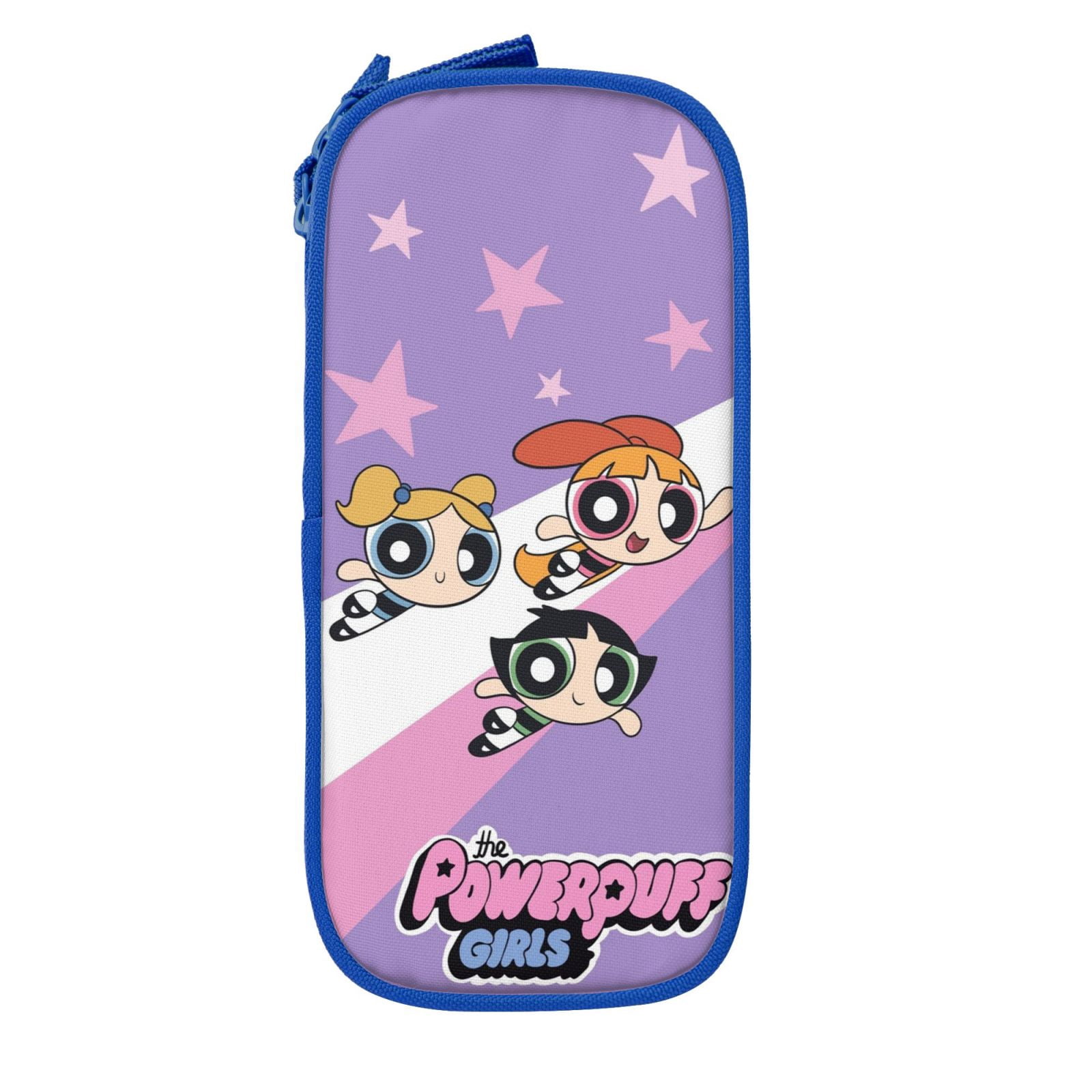 The Powerpuff Gi-rls Pencil Case Large Capacity Pencil Pouch Pen Bag Office Stationery Organizer Travel Makeup Bag Blue