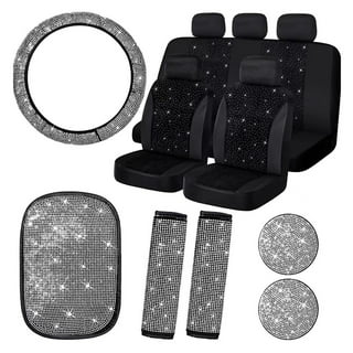 Pink Car Accessories Set Car Seat Covers Full Set Steering Wheel Cover  Headrest Cover with Center Console Pad Cup Cup Holders Seat Belt Pads Gear