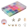 thumbnail image 2 of Flat Round Polymer Clay Spacer Beads Kit Charms Elastic String Lobster Clasp Box, 2 of 5