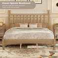 thumbnail image 3 of Queen Size Bed Frames with Gourd Shaped Headboard, Vintage Natural Wood Platform Bed, Western Spindle Beds, Noise Free, Easy Assembly, Natural, 3 of 7