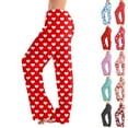 Rlmidhb Valentine's Day 2025 Pajama Pants for Women Love Heart Spandex