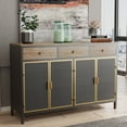thumbnail image 2 of Tcbosik Buffet Sideboard with 4 Doors, 48" Coffee Bar Cabinet with 3 Drawers, Kitchen Cupboard for Living Room, Dining Room, Easy to Assemble, Dark Gray, 2 of 9