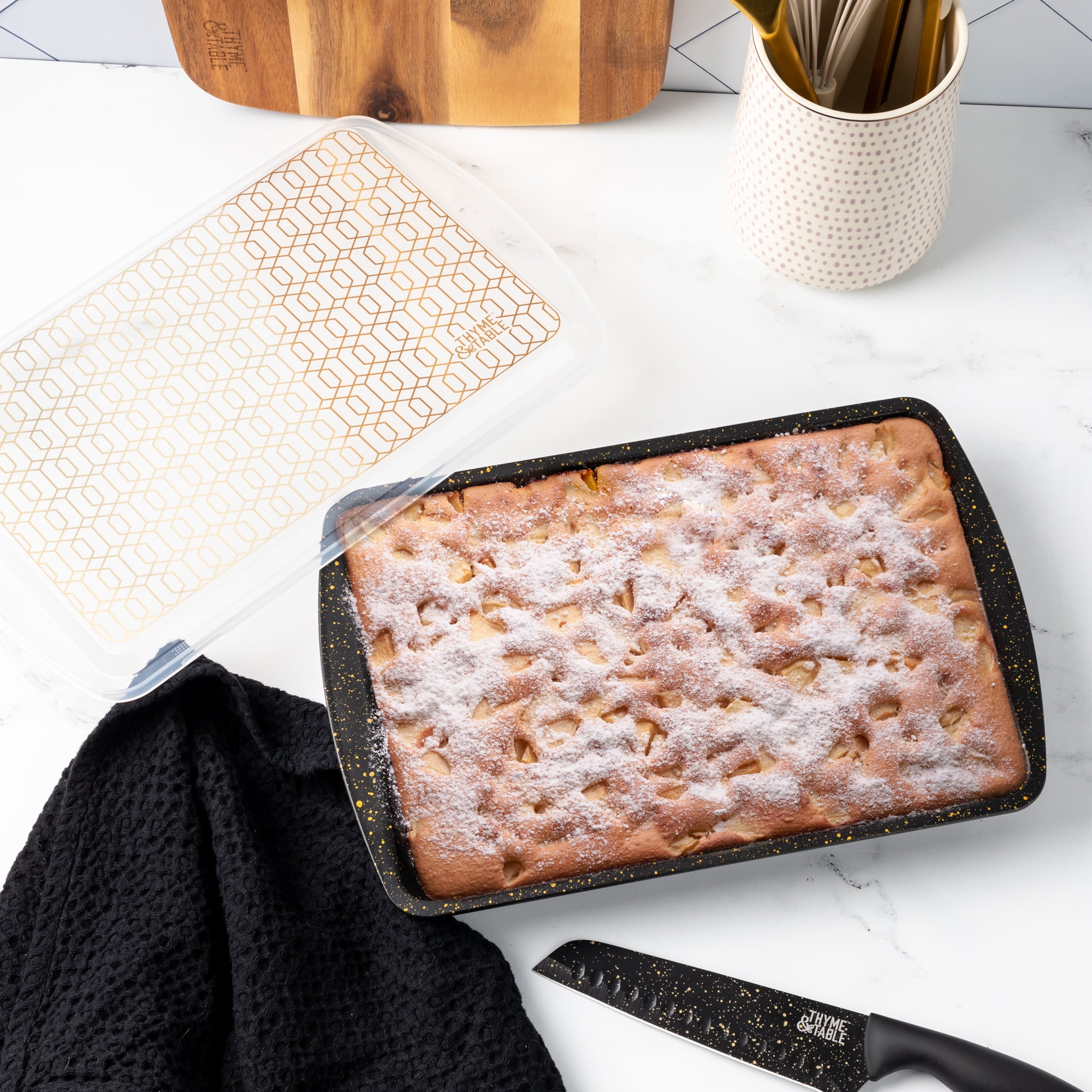 Thyme & Table Nonstick 9"x14" Cake Pan with Lid - Black
