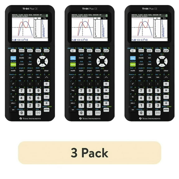 Pre-Owned (3 pack) Texas Instruments TI-84 Plus CE Graphing Calculator High School and College, Black