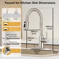 thumbnail image 2 of Wowkk Sanitary Ware 304 Stainless Steel Kitchen Faucet with Pull Down Sprayer, 3 Water Modes, 23.6" Retractable Hose, Single Handle Kitchen Sink Faucet with Deck Plate, Brushed Nickel, 2 of 7