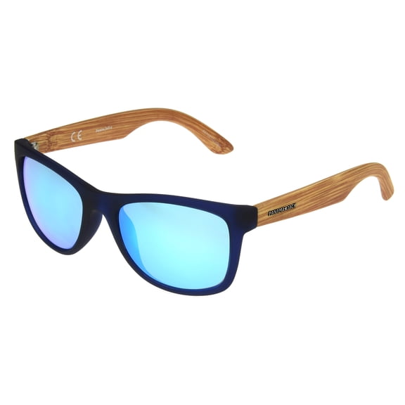 Panama Jack Wood Print Sunglasses - Rubberized Blue, 100% UVA - UVB Sun Protection, Impact Resistant Mirror Lenses