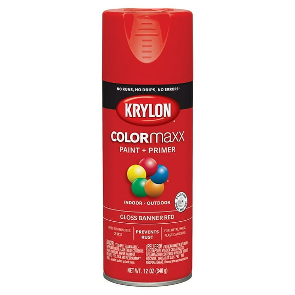 Krylon COVERMAXX Spray Paint, Gloss, Banner Red, 12 oz.