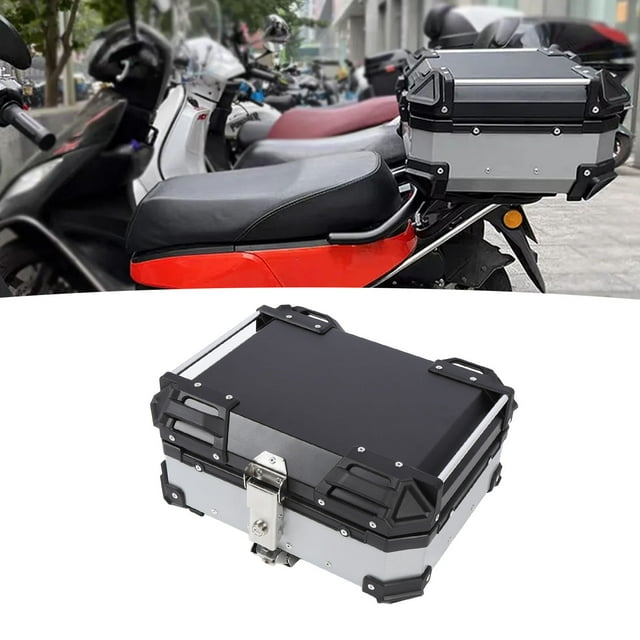 Caja Superior De La Motocicleta, Bloqueo De Seguridad 25L, Tronco De Aluminio Para Casco Y Equipaje, Resistente Al Polvo Y Agua, Una Placa Inferior De Liberación Rápida,