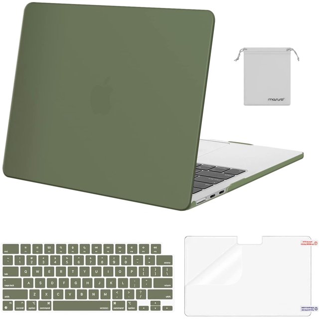Compatible con MacBook Air de 13 pulgadas (2024, 2023, 2022, M3, A3113, M2, A2681), Touch ID, funda rígida y teclado.