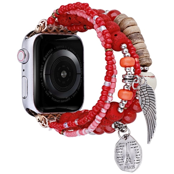 Beaded Ornaments Bracelet Band for Apple Watch 49mm / 46mm / 45mm / 44mm - Red