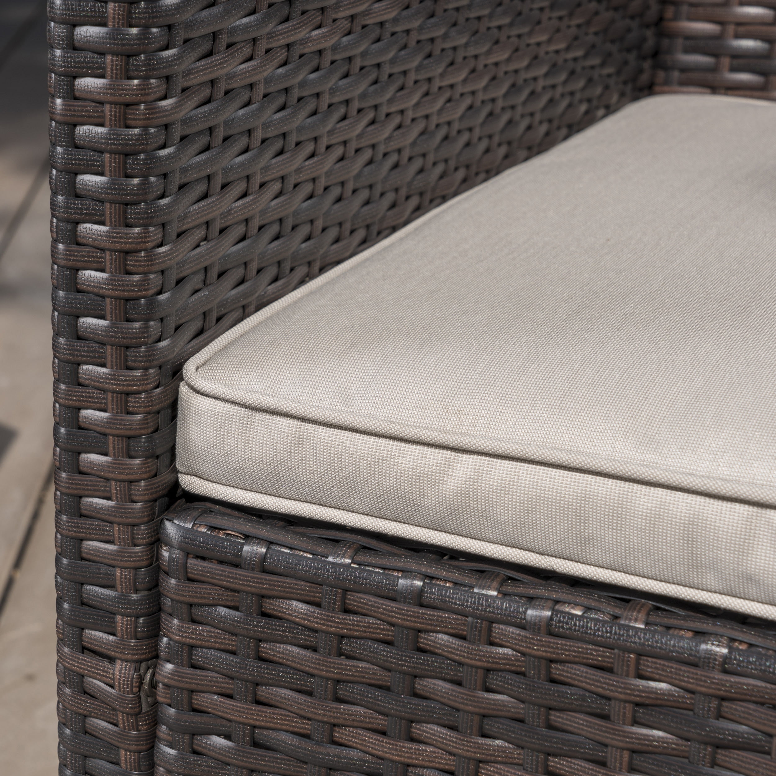 Clarance Outdoor Wicker Dining Chairs with Cushions, Set of 2, Multibrown, Light Brown