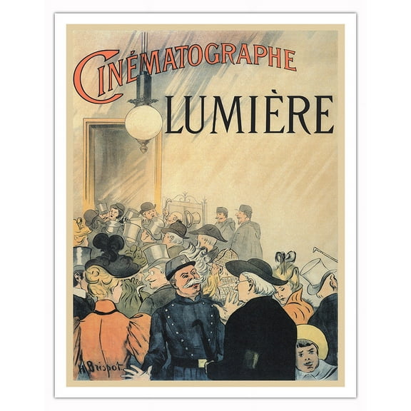 Cinématographe Lumière - First Ever Public Screening of a Film - Vintage French Film Movie Poster by Henri Brispot c.1896 - Fine Art Matte Paper Print (Unframed) 11x14in
