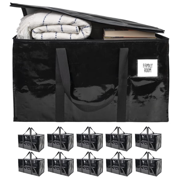 ¡BOLSA-ESO! Paquete de 10 bolsas de mudanza negras, bolsas de almacenamiento extra grandes con cremallera, bolsas de embalaje resistentes al agua para suministros de mudanza, bolsas de mudanza resiste