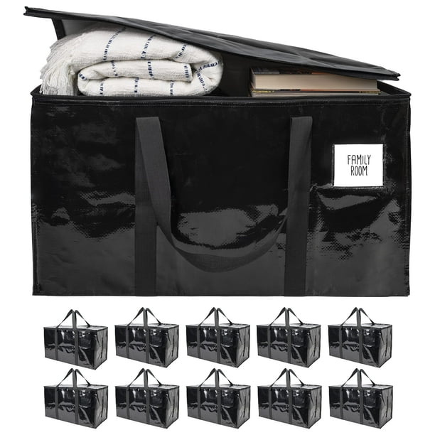 ¡BOLSA-ESO! Paquete de 10 bolsas de mudanza negras, bolsas de almacenamiento extra grandes con cremallera, bolsas de embalaje resistentes al agua para suministros de mudanza, bolsas de mudanza resiste