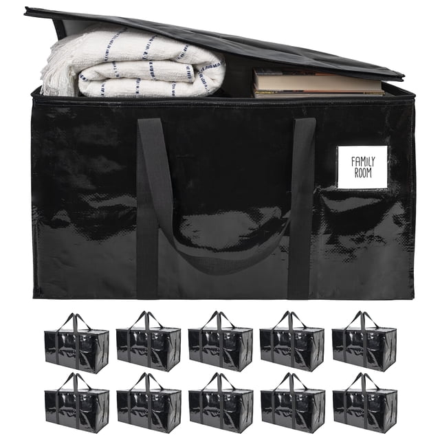 ¡BOLSA-ESO! Paquete de 10 bolsas de mudanza negras, bolsas de almacenamiento extra grandes con cremallera, bolsas de embalaje resistentes al agua para suministros de mudanza, bolsas de mudanza resiste