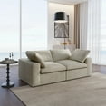 thumbnail image 5 of Sdorens Free Convertible Sectional Sofa Modular Couch,Modern Linen Fabric Sofa,loveseat sofa for Living Room,Apartment and Small Space,2-Seat Sofa,Khaki, 5 of 17