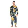 thumbnail image 2 of Lemon Fruits Lemon Blooms Adult Onesie Pajamas Slim Fit Christmas One Piece Suit Pjs for Women and Men Hooded Zipper, 2 of 7