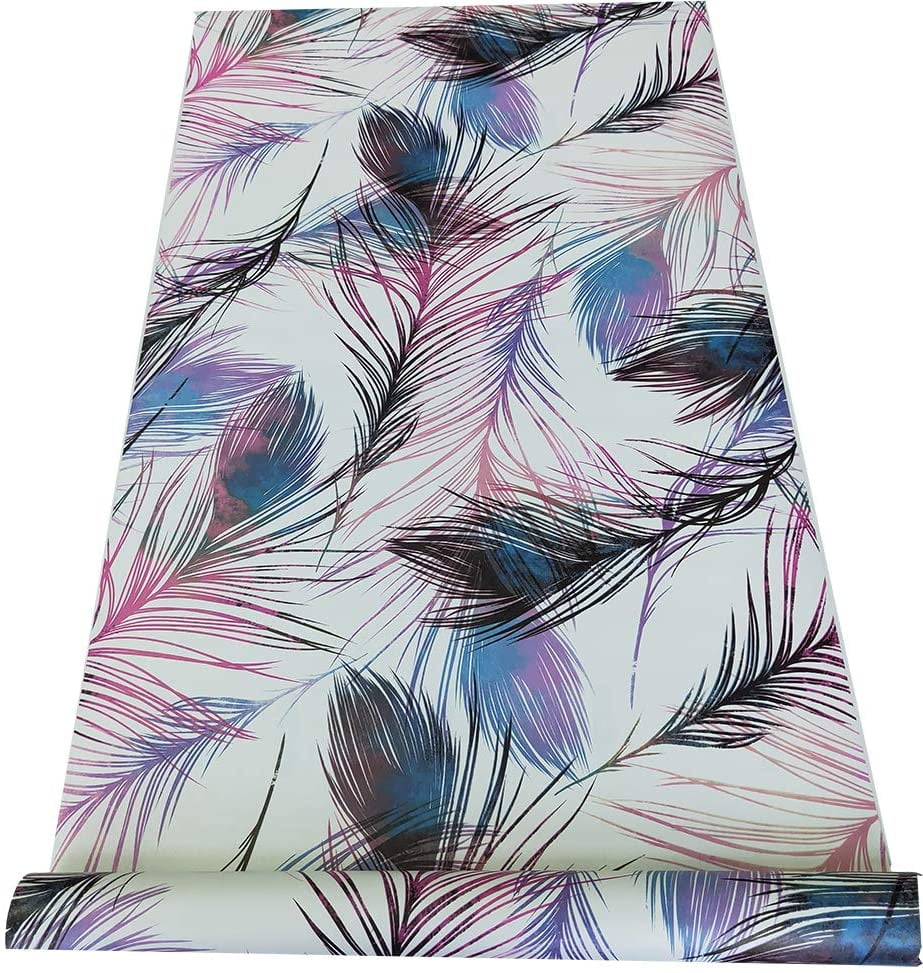 D1689-2 Vinyl Purple Leaf Peel and Stick Wallpaper 1.48ft x 9.8ft Self