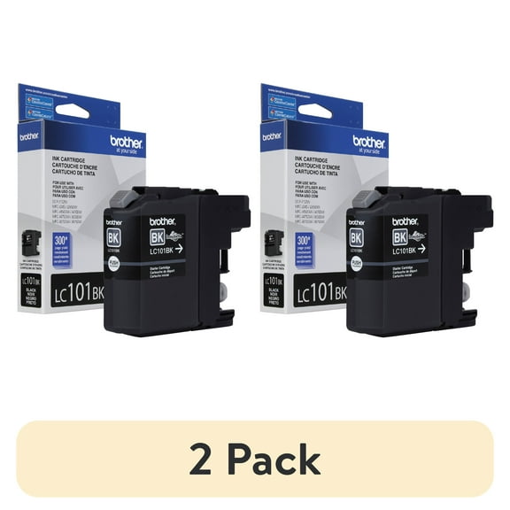 (2 pack) Brother Genuine LC101BK Standard-Yield Black Printer Ink Cartridge