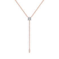 Lab Grown Diamond Lariat Pendant Necklace For Women | 2 Carat IGI Certified Princess Shape FG VS | 14K Rose Gold |Vanna Lariat Pendant FRIENDLY DIAMONDS