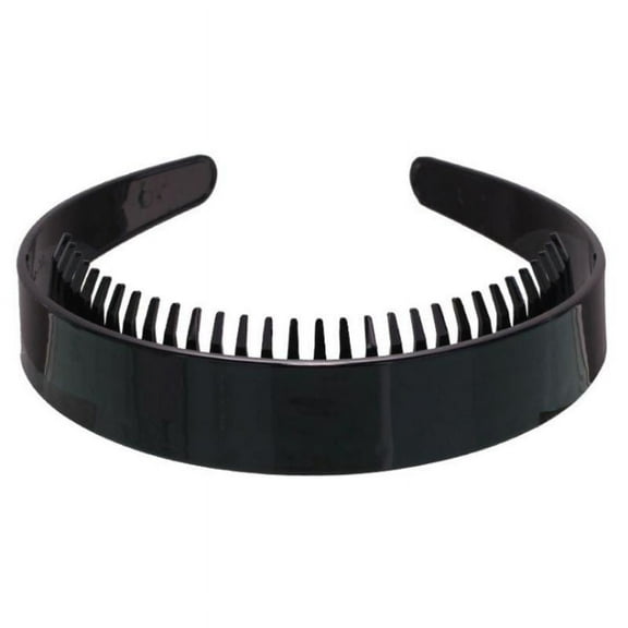 JZROCKER Women Girl 2.5cm Wide Plain Headband with Teeth Comb Black Plastic DIY Hair Hoop