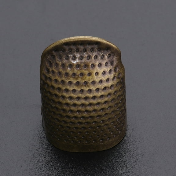 QIFULL Vintage Metal Dark Brown Sewing Thimble Finger Protector with Adjustable Open Side Design